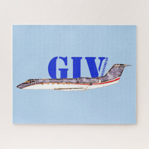 Gulfstream GIV Privatjet mit fett Typografie Puzzle