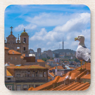 Gull Birds Eye View Rooftops von Portugal Getränkeuntersetzer