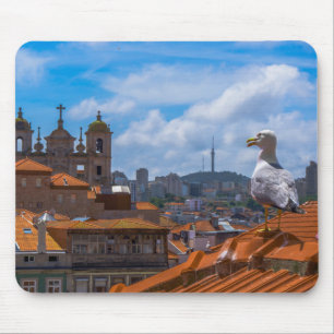 Gull Birds Eye View Rooftops von Portugal Mousepad