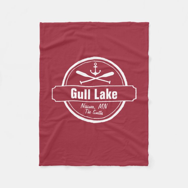 Gull Lake Minnesota Anker, Paddle Stadt und Name Fleecedecke (Vorderseite)