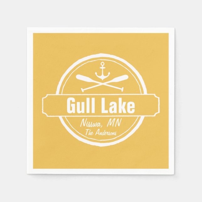 Gull Lake Minnesota Anker, Paddle Stadt und Name Serviette (Vorderseite)