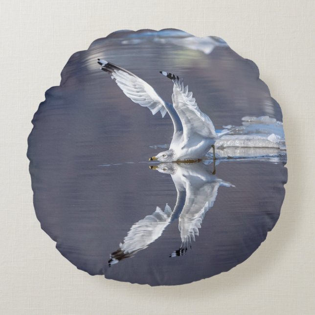 Gull-Reflektionen Rundes Kissen (Vorderseite)