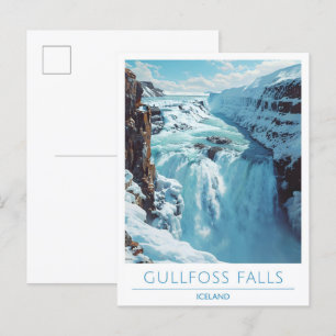 Gullfoss Falls Island Travel Postkarte