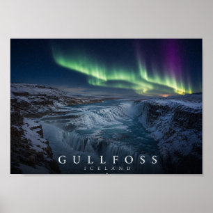 Gullfoss Golden Falls Island A4 Poster
