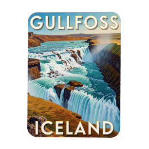 Gullfoss Island Golden Waterfall Reise Magnet