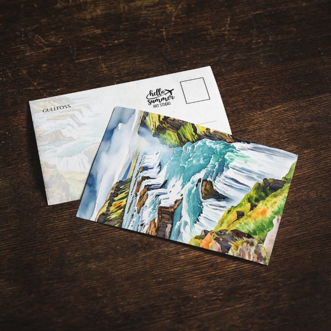 Gullfoss Isländische Wasserfarbkarte Einladung (Von Creator hochgeladen)