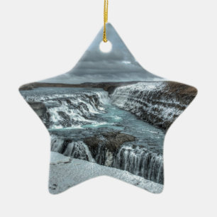 Gullfoss Wasserfall, Island Keramik Ornament