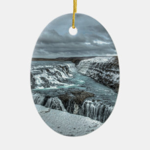 Gullfoss Wasserfall, Island Keramik Ornament