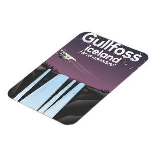 Gullfoss Wasserfall Island Reiseplakat Magnet