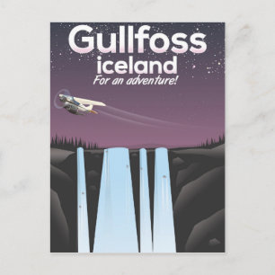 Gullfoss Wasserfall Island Reiseplakat Postkarte