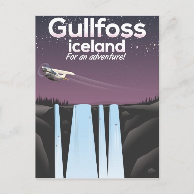 Gullfoss Waterfall Island Reiseplakat Postkarte (Vorderseite)