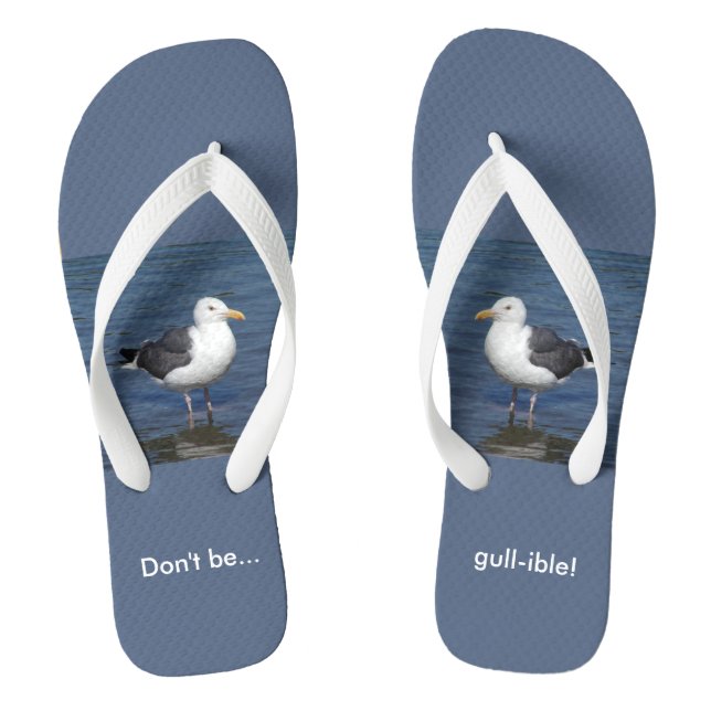 Gullililie Wading Seagull Spaß Funny Flip Flops (Fußbett)