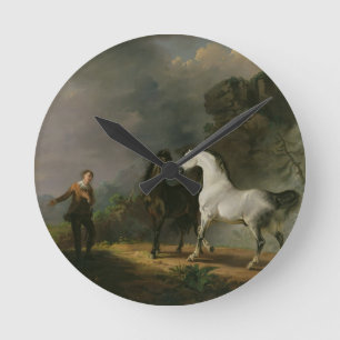Gulliver, das zu dem Houyhnhnms, 1769 spricht (Öl Runde Wanduhr