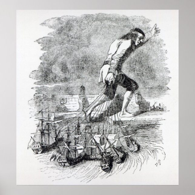 Gulliver, der die Flotte der Blefuskudianer stahl Poster (Vorne)