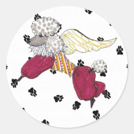 Gulliver-Engel-Poodle-Aufkleber Runder Aufkleber