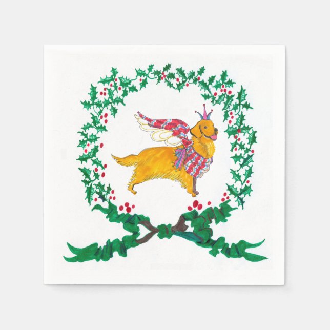 Gullivers goldener Retriever Weihnachts-Napkins Serviette (Vorderseite)