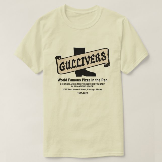 Gullivers Pizza & Restaurant, Chicago T-Shirt (Design vorne)