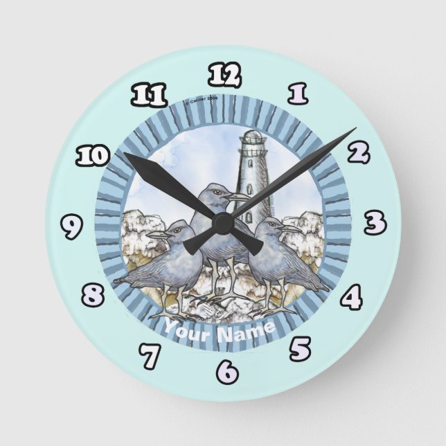 Gulls Guide Lighthouse Clock Runde Wanduhr (Vorderseite)