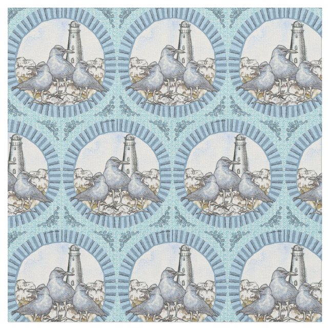 Gulls Guide Lighthouse Stoff (Nahaufnahme)