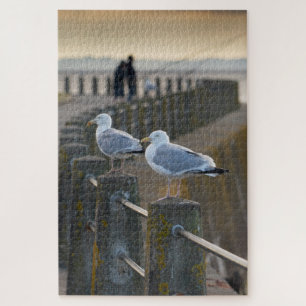Gulls on Promenade at Silloth, Cumbria Puzzle