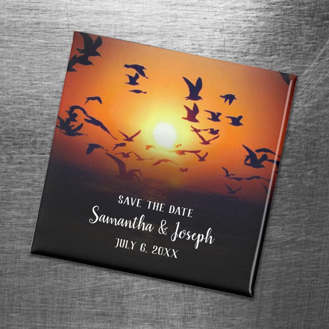 Gulls Sunset Foto Wedding Save the Date Magnet (Von Creator hochgeladen)