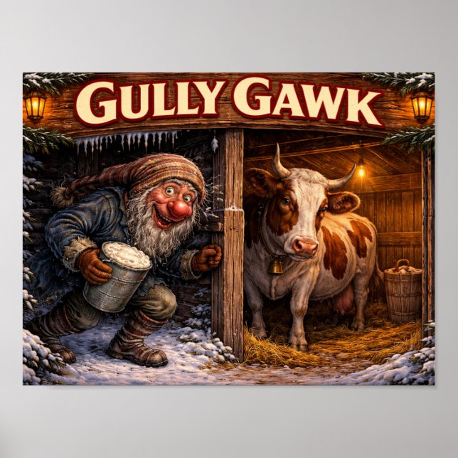 Gully Gawk Icelandic Yule Lad postcard Poster (Vorne)