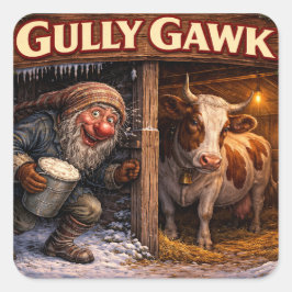 Gully Gawk Icelandic Yule Lad postcard Quadratischer Aufkleber
