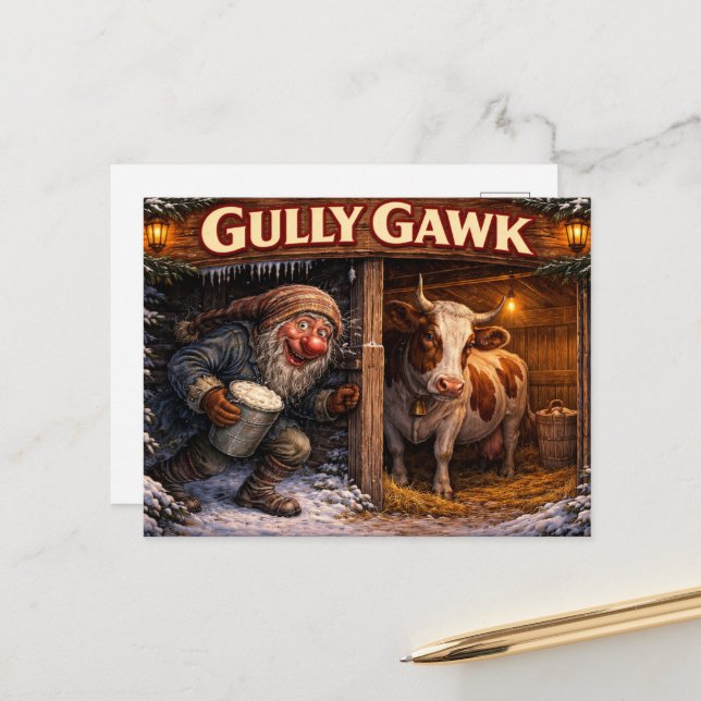 Gully Gawk Isländischer Yule Lad Postkarte (Vorderseite/Rückseite Beispiel)