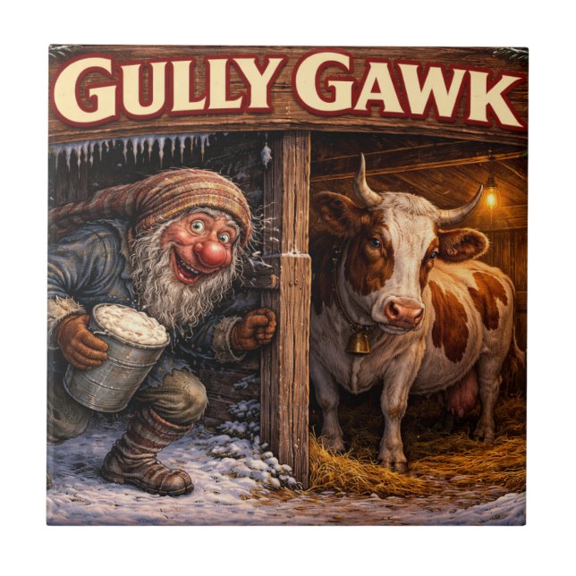 Gully Gawk Isländischer Yule Lad Postkarte Fliese (Vorderseite)
