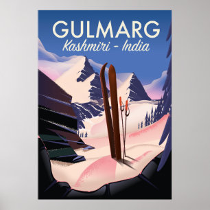 Gulmarg Kaschmiri Indien Ski Plakat