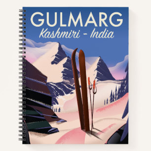 Gulmarg Kashmiri India Ski poster Notebook Pedesta Notizbuch
