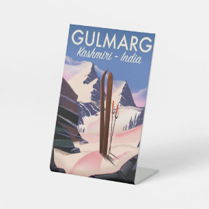 Gulmarg Kashmiri India Ski-Poster-Notebook Sockelschild