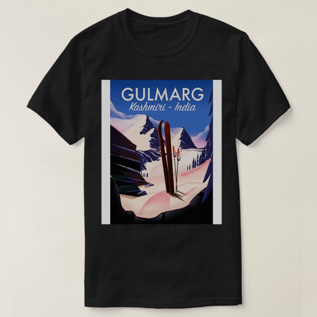 Gulmarg Kashmiri India Skipposter T-Shirt (Design vorne)