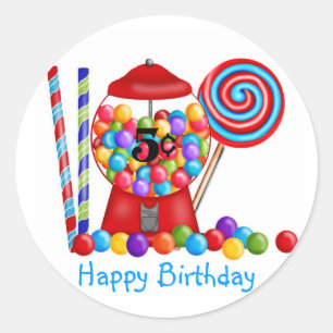 Gumball Machine Candy Lollipop Runder Aufkleber