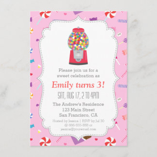 Gumball Maschinen-süßes Einladung