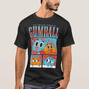 Gumball und Darwin Panels Farbige Katze und Fisch T-Shirt