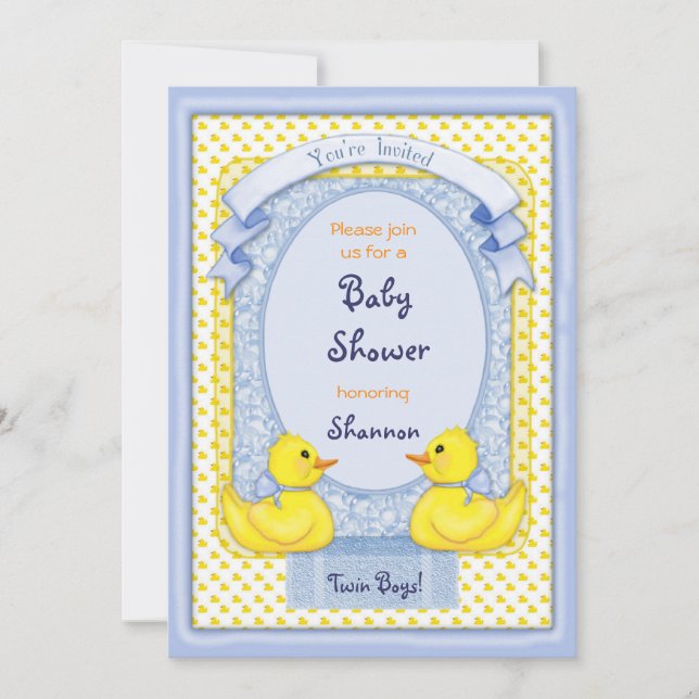 Gumber Ducky Twin Boys Einladung (Vorderseite)