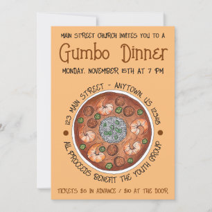 Gumbo Dinner Louisiana LA New Orleans NOLA Food Einladung