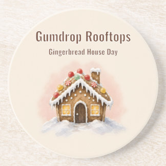 Gumdrop-Dächer-Gingerbread-Haus-Tag Getränkeuntersetzer