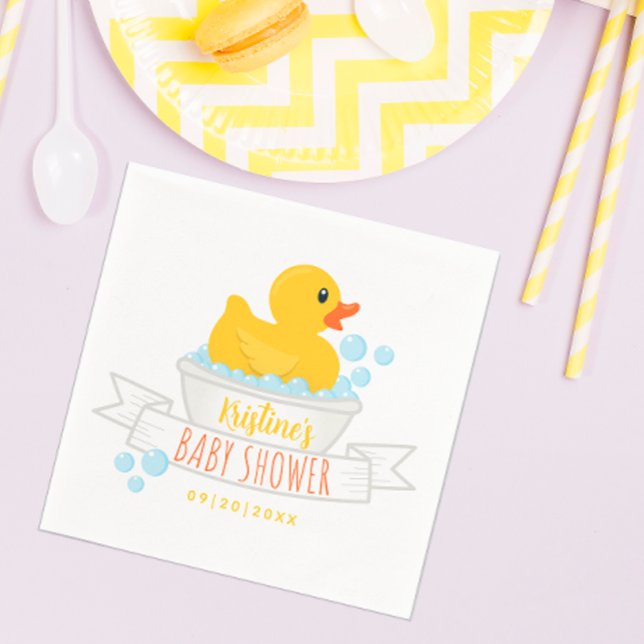 Gummi Duck Baby Shower Napkins - Blase Bath sie Serviette (Rubber ducky blue and yellow Baby Shower Napkins)