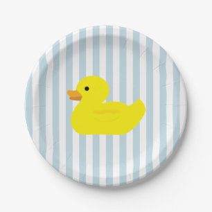 Gummi Duck Blue Strip Pappteller