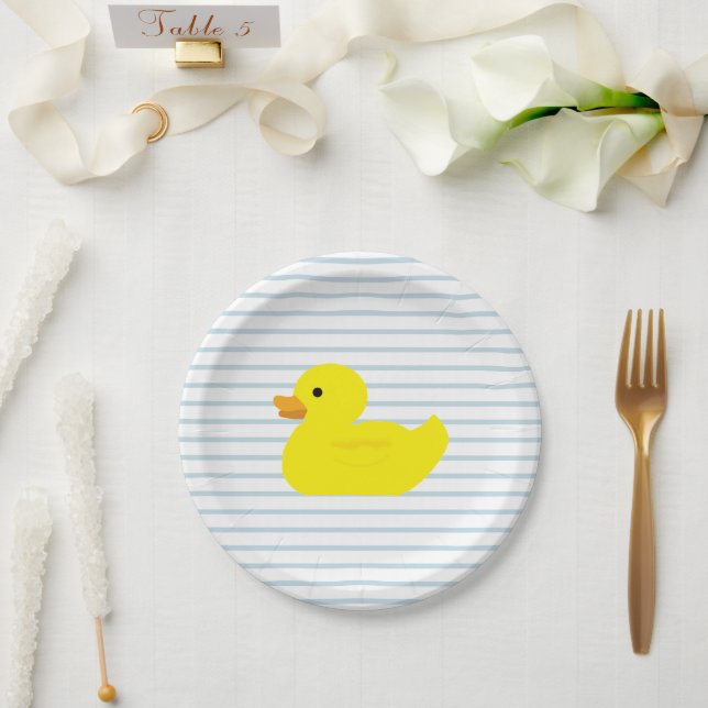 Gummi Duck Blue Strip Pappteller (Hochzeit)