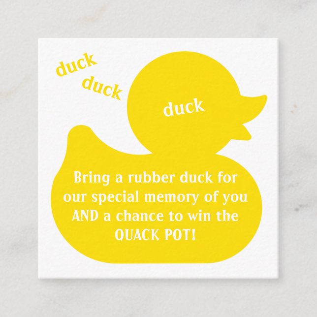 Gummi Duck Diaper Raffle Begleitkarte (Vorderseite)