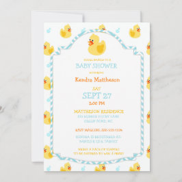 Gummi Duck Ducky Gender Neutral Aqua Gelb Einladung