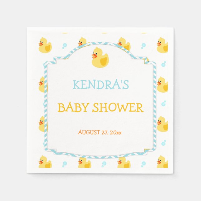 Gummi Duck Ducky Gender Neutral Aqua Gelb Serviette (Vorderseite)