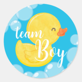 Gummi Duck Gender Reveal Team Boy Round Stickers