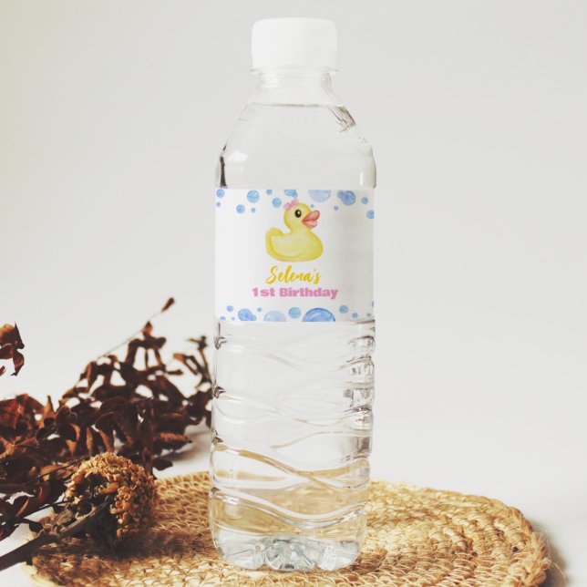 Gummi Duck Girl Birthday Water Flasche Etikett (Von Creator hochgeladen)