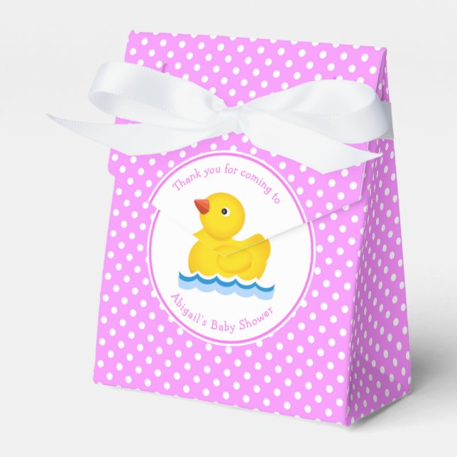 Gummi Duck Pink und White Polka Dot Babydusche Geschenkschachtel (Vorderseite)