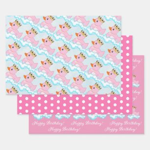 Gummi Duck (rosa) Geburtstagsparty Wrapping Paper Geschenkpapier Set