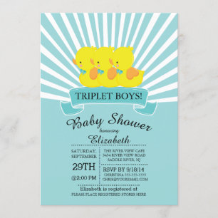 Gummi Duck Triplet Boys Kinderdusche Einladungen